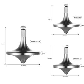 CHEETOP Stainless Steel Spinning Top, Premium Exquisite Perfect Balance Well Made Metal Desk EDC Little Fidget Toy, Spin Long Time Over 6 Minutes, Great Value (Silver, 3PCS Large + Medium + Small)