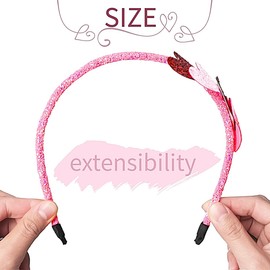 Valentine's Day Glitter Heart Headbands for Women Girls, Pink Red Love Heart Glitter Hairband Shiny Sequin Hair Accessories Heart Hair Hoop for Valentines Decorations Birthday Wedding Gift 1 Pack