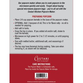 Microwave Popcorn Popper | Replaces Microwave Popcorn Bags | Healthy Air Popped Popcorn - No Oil Needed | BPA Free Premium European Grade Silicone Popcorn Maker by Cestari Kitchen (Red Makes 8 cups)