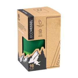 EcoVessel Silicone Cup 16oz, Reusable Unbreakable Pint Glass for Hot and Cold Drinks, Dishwasher-Safe Drinkware for Travel, Camping, and Parties (Green)