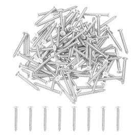 MECCANIXITY 120Pcs ST4x35mm White Flat Countersunk Head Self Tapping Screws, Galvanized Carbon Steel Self Drilling Screws for Metal Sheet Metal Screw, Silver