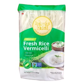 Four Elephants Premium Rice Vermicelli Non-GMO Verified (3 Pack) 14 OZ