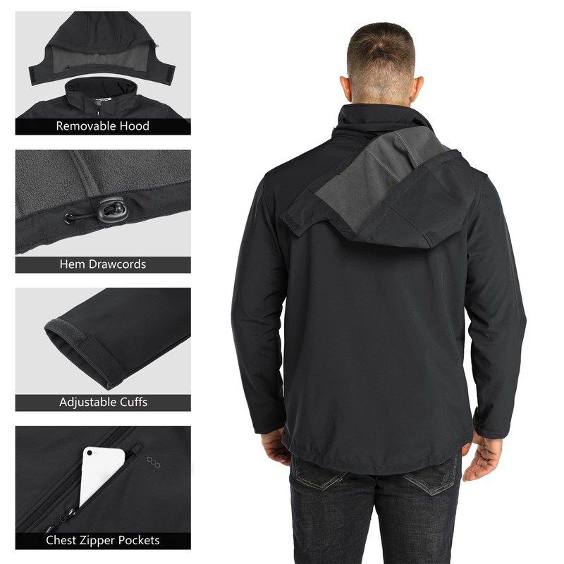 33,000ft 33,000ft Men's Waterproof Jackets Fleece Lining Softshell Jacket -