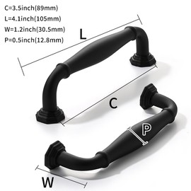 khtumeware 10 Pack 3-1/2 Inch(89mm) Matte Black Cabinet Pulls Heavy Duty Solid Cabinet Hardware for Cupboard Drawer Pulls Dresser Handle