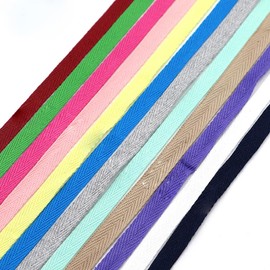 Rockreyoa 28 Metres 10 mm Cotton Tape Herringbone Pattern Cotton Bias Tape Twill Tape Edging Tape Twill Tape Seam Tape Herringbone Tape Webbing Tape for DIY Sewing Crafts (28 Colours, 1 Metre/Colours)