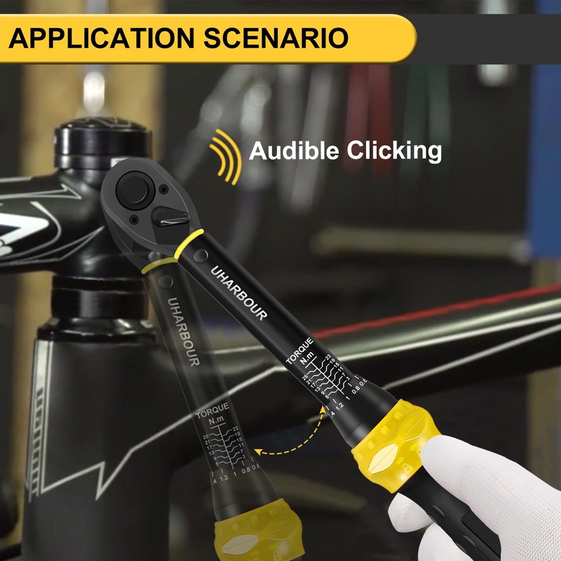 Uharbour 1/4" 3-25Nm Bicycle Torque Wrench 0.1Nm Micro Lock ±3%