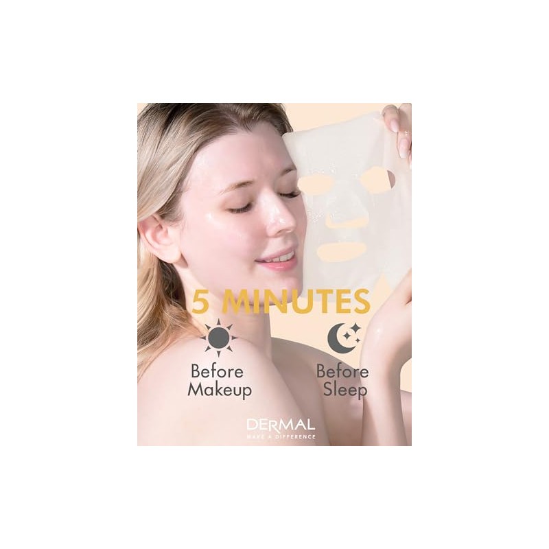 Dermal Mascarillas Faciales Coreanas de Jalea Real y Col geno