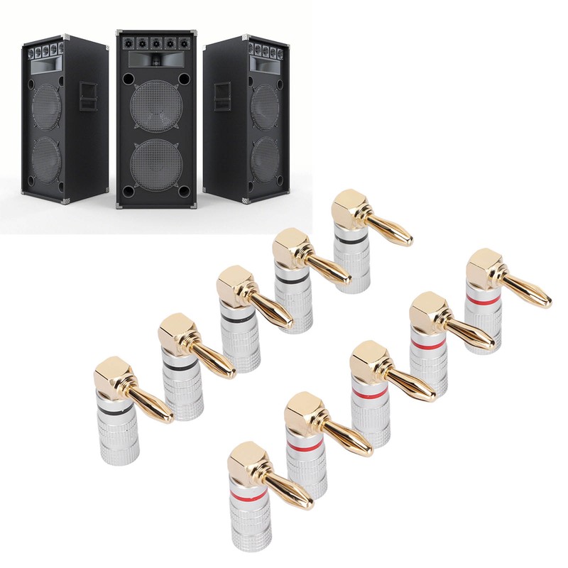 10 Pcs Banana Plugs 24K Copper Gold Plated Aluminum Case