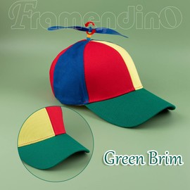 Framendino, 4 Pack Adult Rainbow Propeller Hat Detachable Helicopter Baseball Cap Top Hats for Women Men Green Brim