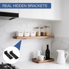 Floating Shelf Bracket, 2 PCS Scaffold Board Shelf Brackets, 5.5 Inch Wall Mounted Shelving L Wall Brackets for Shelves for Walls Scaffold Boards Shelf Supports(Black) (14cm/5.5inch/2pcs)