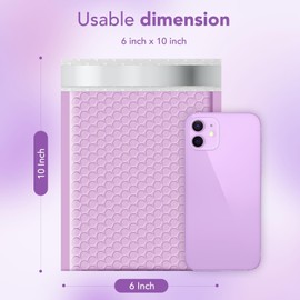 Switory Bubble Mailer 50pcs Purple Bubble Mailers 6x10 Waterproof Padded Envelopes Opaque Bubble Envelopes Thick Bubble Padded Mailers Packaging for Jewelry, Makeup Lavender