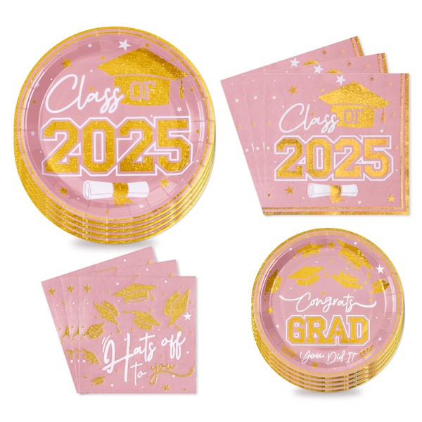 Tyzarglef Class of 2025 Graduation Plates and Napkins (120 Pcs),Elegant