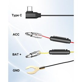 3-Channel Mirror Dash Cam Hardwire Kit for STONVUE 10.88" Mirror Dash Cam, 24H Parking Mode Monitoring, 12-24V to 5V，Mini USB，Time-Lapse Video, Low Voltage Protection to Prevent Battery Power Outages