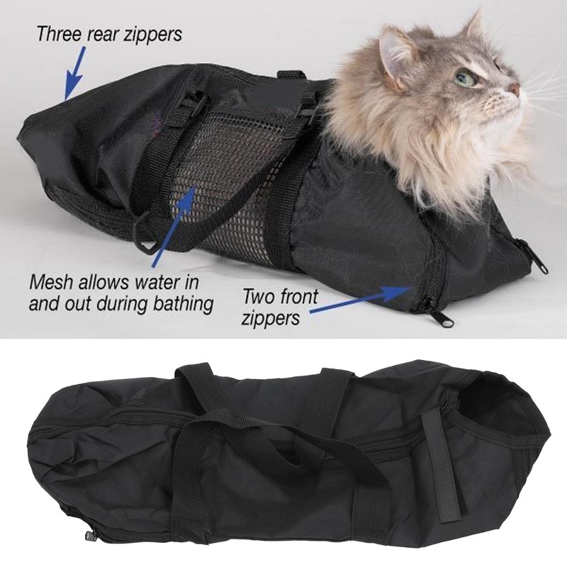 Cat Grooming Bag Scratch Resistant Multifunctional Breathable Pet Bathing Restraint