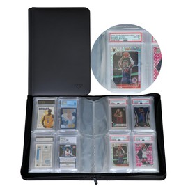 GrinOwl PSA Slab Binder with Sleeve Flaps, Holds 56 Graded Slabs, 4-Pocket Graded Card Binder for PSA, CGC, CSG, FGS, and FCG Cards