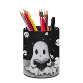 XUWU Pen Holder Pencil Organizer Cute Pencil Cup Desk Decor Makeup Brush Holder PU Multifunctional Office Suppliesfor Home Classroom School (Ghosts)