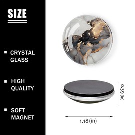 BaHomeck Fridge Magnets 6 Pcs,Understated Luxury Gray Gold Marble Style Round Strong Magnetic Glass Refrigerator Magnets, Magnets Sticker Decorations for Classrooms,Home,Cabinets and Photos,1.2 inch