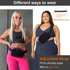 2 Way Zipper Mini Belt Bag for Women, RFID Small Fanny Pack, Womens Fashion Waist Packs Purse with Extender Strap, Nylon Men Crossbody Bum Bags with Key Hook for Traveling Running, Blue