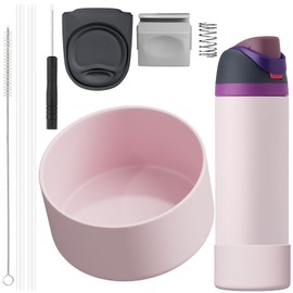 6 Pcs Accessories Fit for Owala Cup 24-40oz,1 Boot,2 Replacement Straws,1 Straw Brush,1 Lid Stopper, 1 Top Button Included, Silicone Boot (Dreamy Field, 32oz)