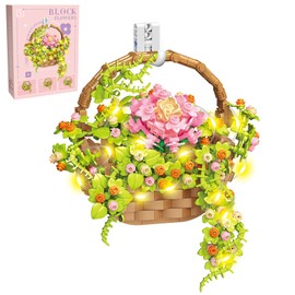 Flower Bouquet Building Set with LED Light, Flowers Basket Bonsai Botanical Collection Building Toys for Adults And Kids, Home Decor Gift for Valentine Day, Birthday, Christmas Day（691PCS）