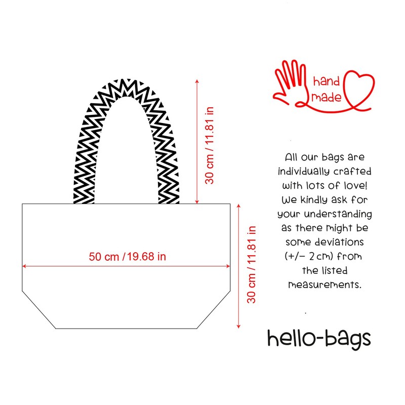 hello-bags Ladies Premium Canvas Bag With Outer Zipper, Interior Zip