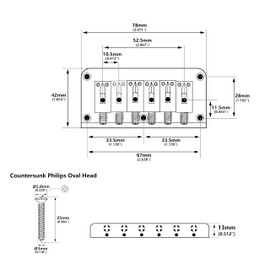 Banworks Fixed Bridge Non-Tremolo 6 String Tailpiece 52.5mm (2-1/16") String Through Body Fixed Hardtail Bridge for Strat ST Tele Electric Guitar JT/GDQQ-04 Chrome
