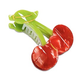 WeddHuis Summer Hair Clips, Cute Cherry Hair Claws Clips, Small Cellulose Acetate Hair Clips for Women, Lightweight and Colourful (Cherry)