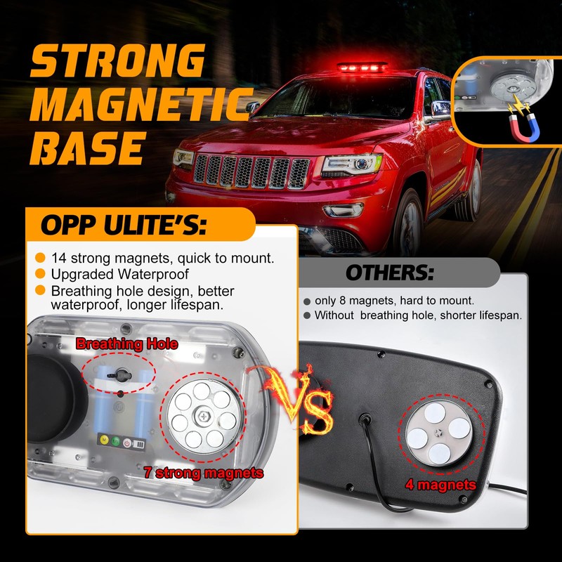 OPP ULITE Red Led Strobe Lights Rmote Control Rechargeable Wireless