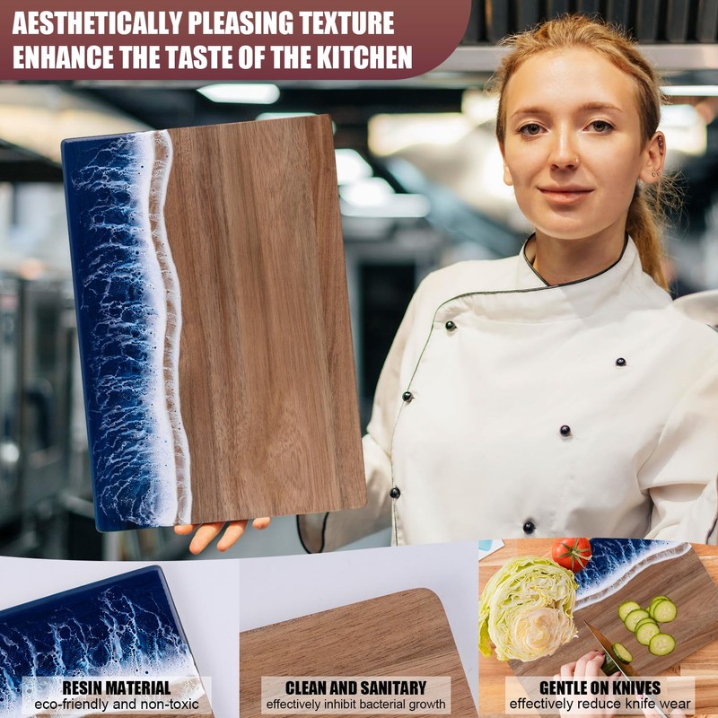 gzcmxh Resin Cutting Board, Handmade Charcuterie Board with Wave Pattern