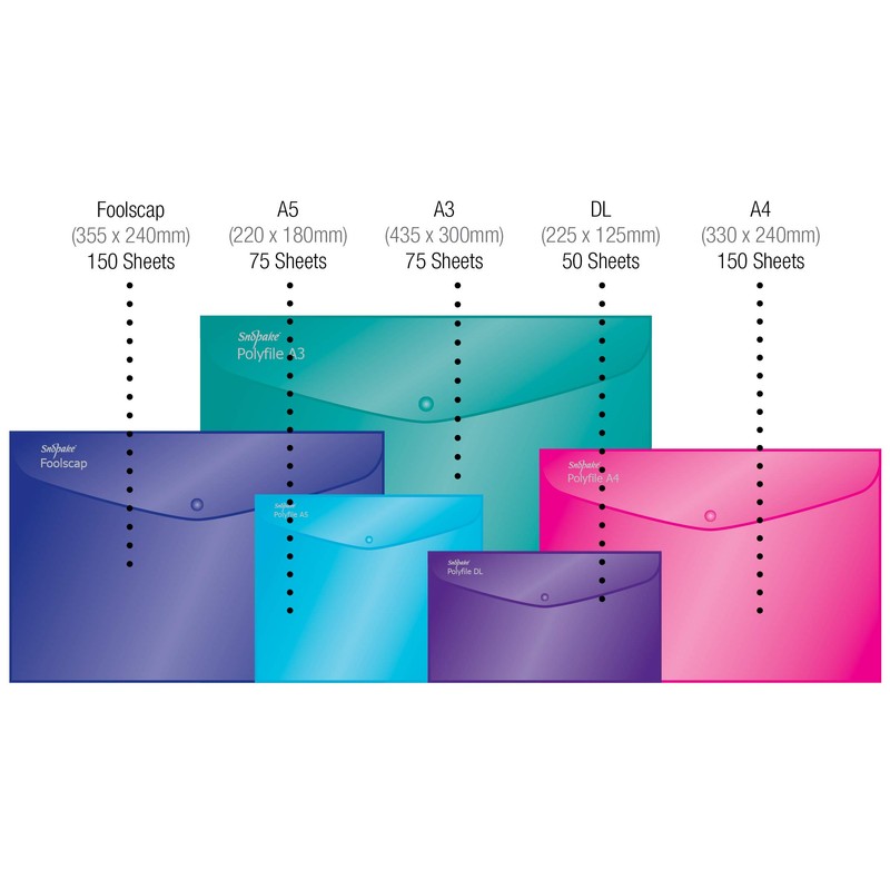Snopake 12840X Polyfile A4 Popper Wallet File with Press Stud