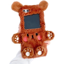 Szakdws Fluffy Case for Samsung Galaxy Z Flip 7 5G Cute Bear Cartoon Case for Girls Women Winter Warm Soft TPU Bumper Plush Fuzzy Fur Back Protective Phone Cover (Brown)