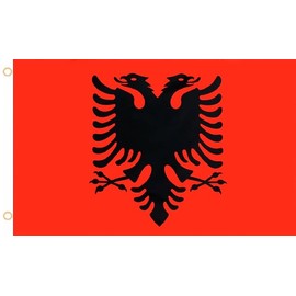 Albania Flag 90 x 150 cm - National Flag with Eyelets, Weatherproof and UV-Resistant