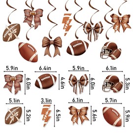 Game Time Football Hanging Swirls Streams Ceiling Decorations Rugby Theme Hanging Swirls Streams Super Bowl Party Foil Swirls Ceiling Decor Fantasy Football Birthday Party Foil Hanging Swirls 7Pcs