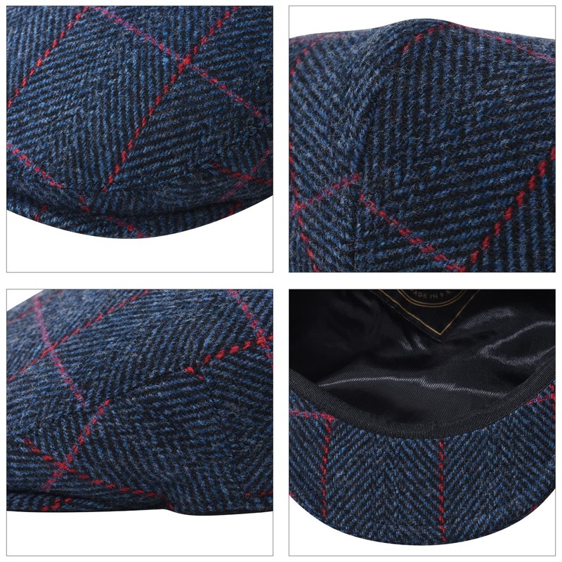 FEINION Gorro plano de lana de tweed Newsboy Ivy Gatsby