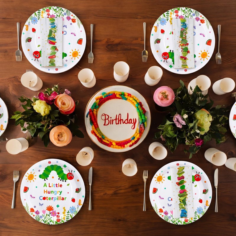 100Pcs Hungry Caterpillar Paper Plates 9 Inch A Little Hungry