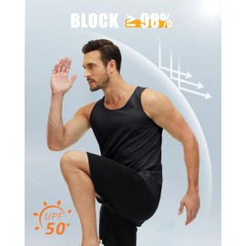 MAGCOMSEN Men's Gym Tank Tops Sun Shirt Quick Dry Summer Bodybuilding Workout Sleeveless Shirt Black X-Small