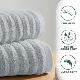 Towelogy Bamboo Extra Large Bath Towels (90x140cm, 1 Pack) - Highly Absorbent & Fast Drying Bath Sheets OEKO-TEX CERTIFIED (Silver, 1)