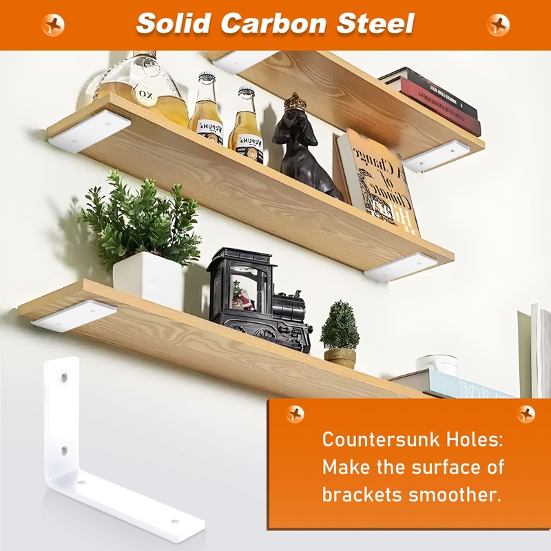 MLOQI 6 Pack Heavy Duty Shelf Brackets, 5mm Thick Scaffold