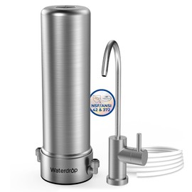 Waterdrop BS13 Under Sink Water Filter, 6 Stage Stainless Steel, Reduce PFAS, PFOA/PFOS, Lead, Chlorine, Bad Taste & Odor, No Drilling Required, NSF/ANSI 42 Certified, Included A New Faucet
