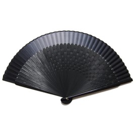 旭王 扇子職人の手作り 紳士 短地 シルク 扇子 骨色黒染 22cm 40間 中骨レーザー加工 市松模様 ブラック 169004