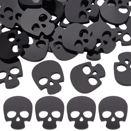 PH PandaHall 60pcs Black Skull Buttons Flatback Decorative Craft Button 2 Holes Skull Shape Acrylic Buttons Sewing Button for Sewing Decorations DIY Clothing Crafting, 2.3x2cm