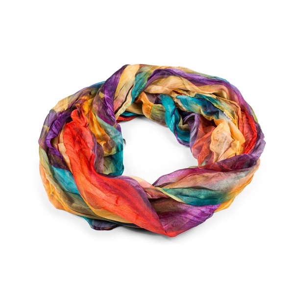 fashionchimp® All-Over Batik Style Loop Scarf Crash and Crinkle Silk