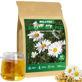 Rilltea Milk Chamomile Tea bags, 50 Teabags - Pure & Natural Chamomile Flower Herbal Tea for Relaxation - Non-GMO - Caffeine-free - Support Digestion & Boost Immune System