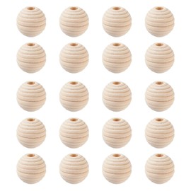 Holzperlen 15mm Bienenstock Streifenform Natur Holzkugeln Runde zum auffädeln Basteln 4mm großes loch Zwischenperlen