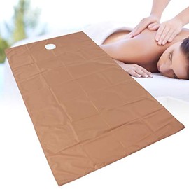 Spa Massage Bed Sheets, Pack of 2 Reusable Waterproof Oil-Resistant Soft Cotton Beauty Salon Tablecloths with Bed Hole (Coffee)