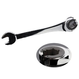 SEIWEI Ratchet Open End Flare Nut Wrench Double Open End Wrench for Mountain Bike Car Garage Repairs Portable DIY Home Hand Tool Metric Size Silver (8mm)