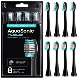 Aquasonic - CABEZALES DE CEPILLO DE REPUESTO: 8 UNIDADES, COMPATIBLES CON VARIOS MODELOS DE Cepillo de Dientes Eléctrico Aquasonic, CALIDAD SUPERIOR Y SUAVES CON LOS DIENTES Y ENCÍAS