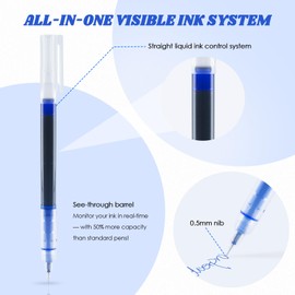 SMOOTHERPRO Rollerball Pens | 0.5mm Fine Point | Ballpoint Pen Set | Quick Drying Gel Pens for Writing and Drawing | Stationery for Home School (CGP012BL) | Blue | Pack of 12