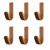 TYNUOCN 6 Pack Walnut Adhesive Wall Hooks, Decorative Wooden J