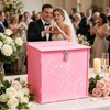 Pink Large Card Box with Lock, Wedding Card Boxes for